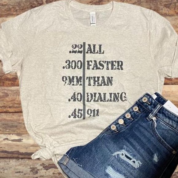 ALL FASTER THAN DIALING 911 Handmade Graphic Tee - Picture 5 of 6